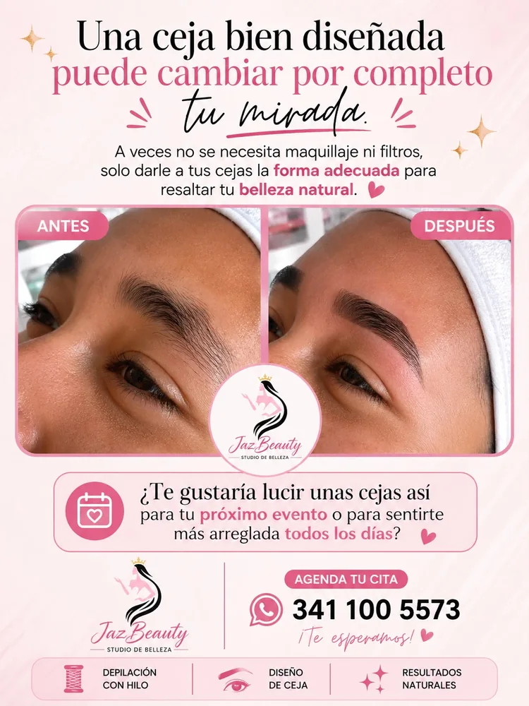 Flyer: una ceja bien diseñada puede cambiar por completo tu mirada, con fotos de antes y después